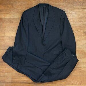 Vintage Mens Suit Set Size 44L Blazer 36x31 Pants 80s Gray Wool Double Pleated